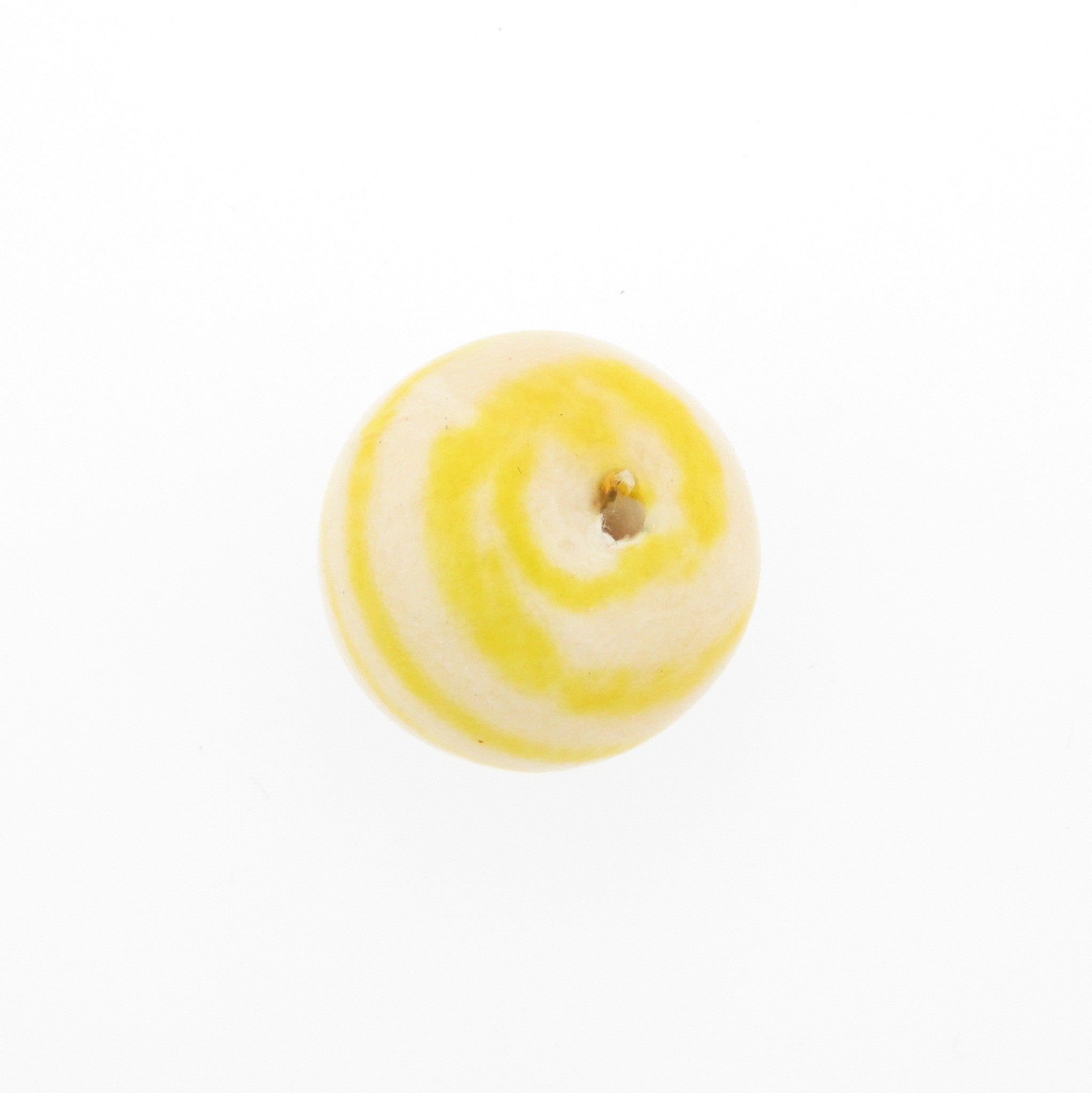 20MM Yellow Stripe Papermache Bead (12 pieces)