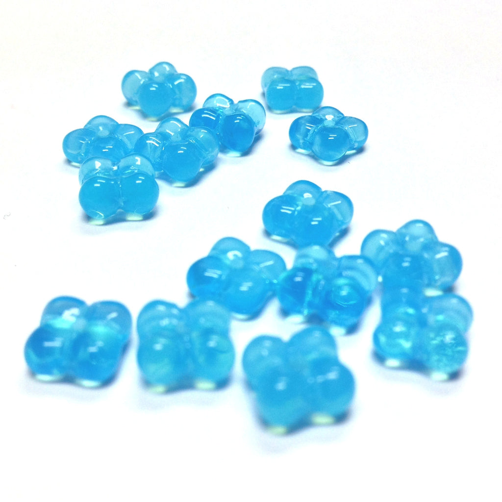 9MM Aqua Opal Glass Flower Rondel (100 pieces)