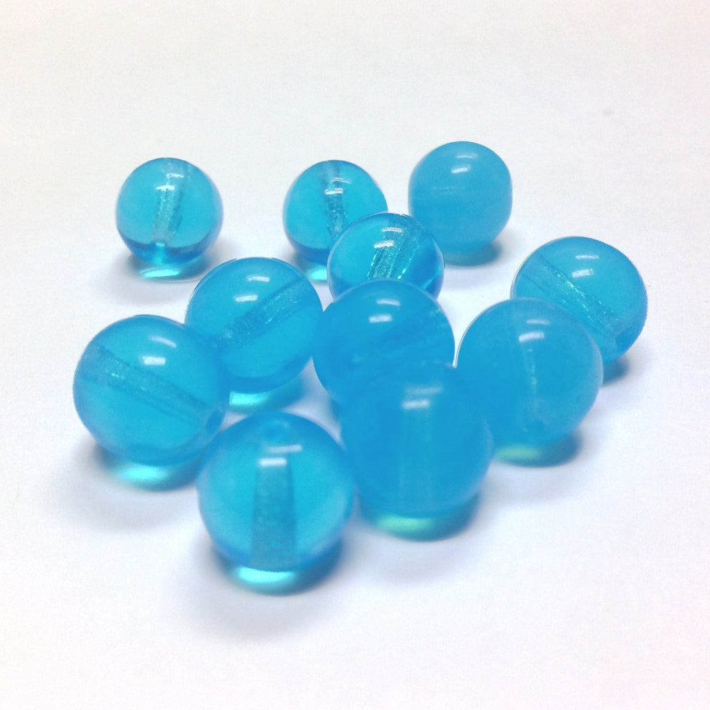 8MM Aqua Opal Glass Round Bead (72 pieces)