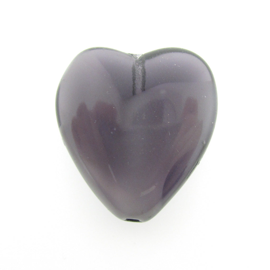 24MM Amethyst Flat Glass Heart Bead (2 pieces)