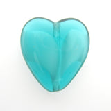 24MM Teal Flat Glass Heart Bead (2 pieces)