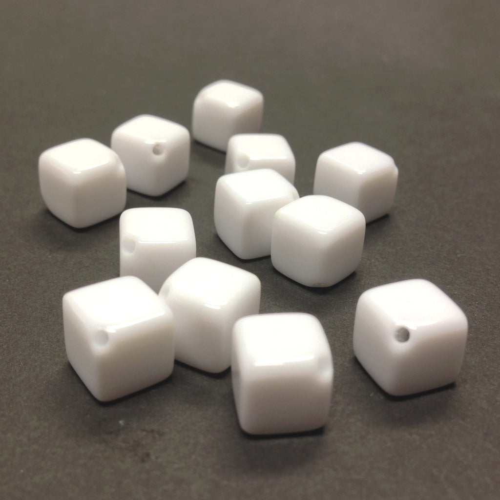 24MM White Cube Bead w/Diagonal Hole (12 pieces)