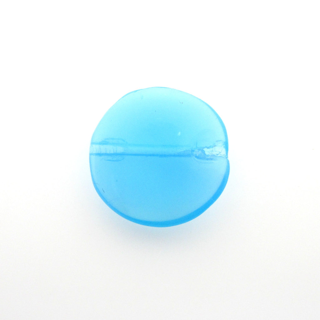 10MM Aqua Opal Glass Flat Round Bead. (36 pieces)