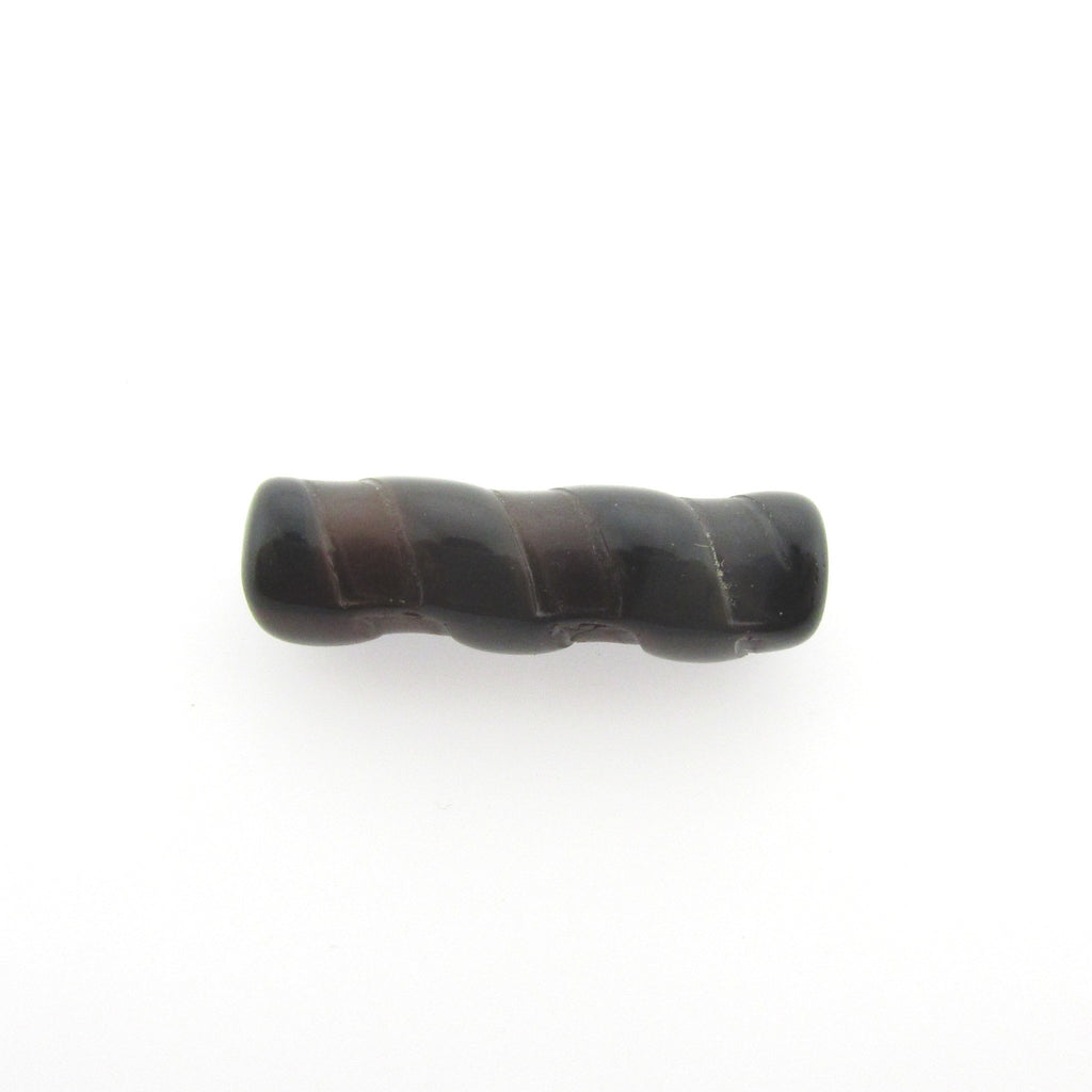 20X6MM Brown Glass Fancy Tube Bead (36 pieces)