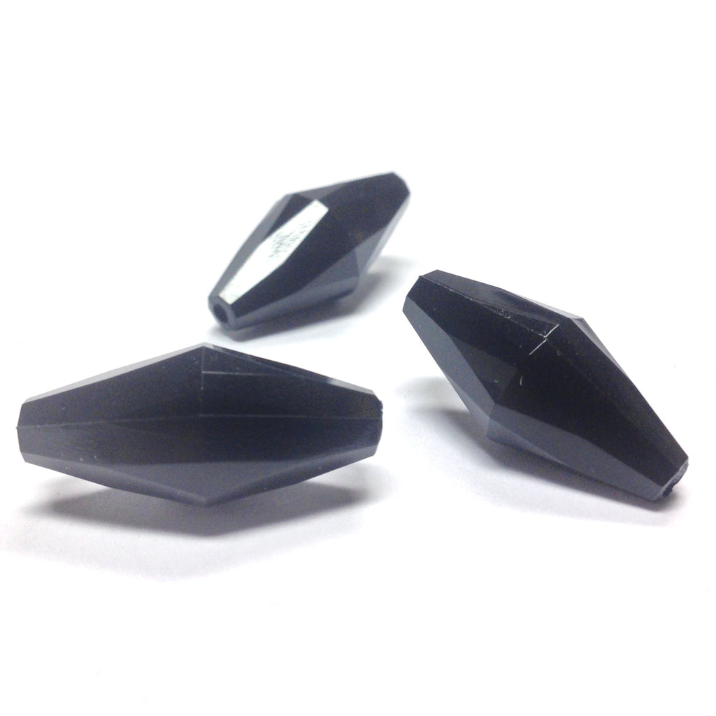 25X12MM Black Faceted Oval Bead (36 pieces)
