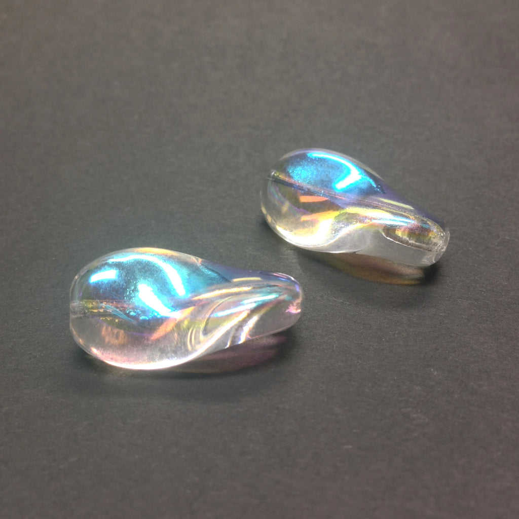 22X12MM Crystal Ab Glass Long Twist Bead (12 pieces)