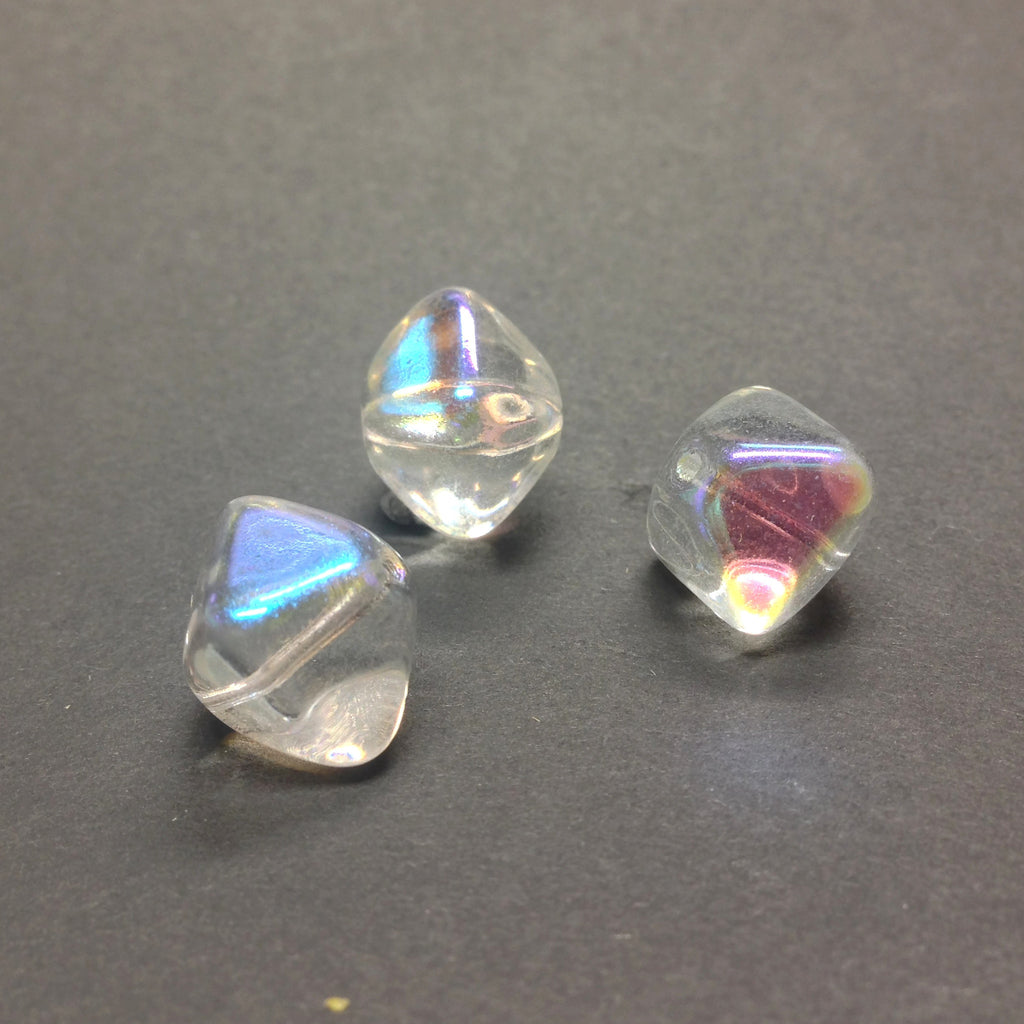 15X12MM Crystal Ab Glass Pyramid Bead (24 pieces)