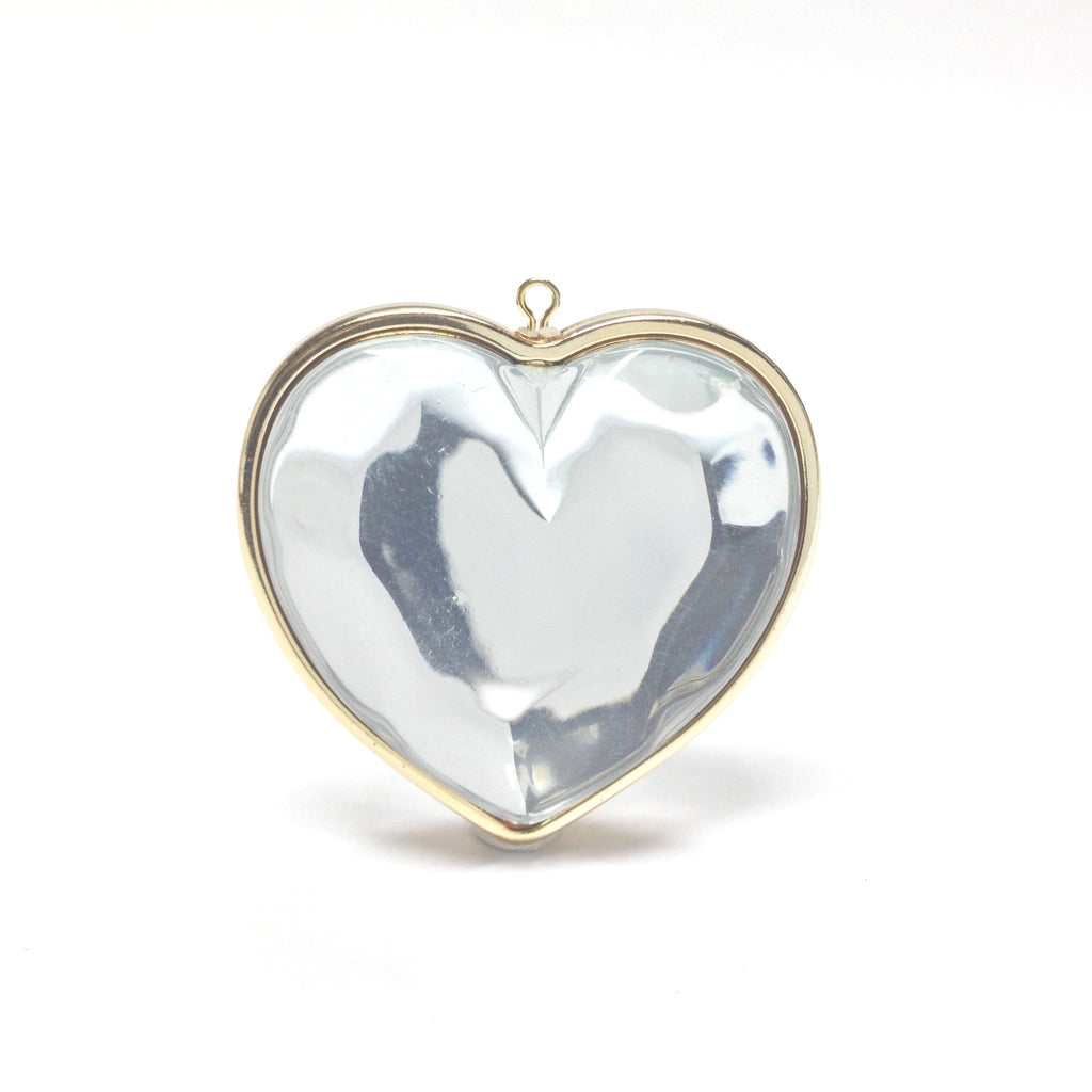 29X28MM Crystal/Gold Heart Drop (6 pieces)