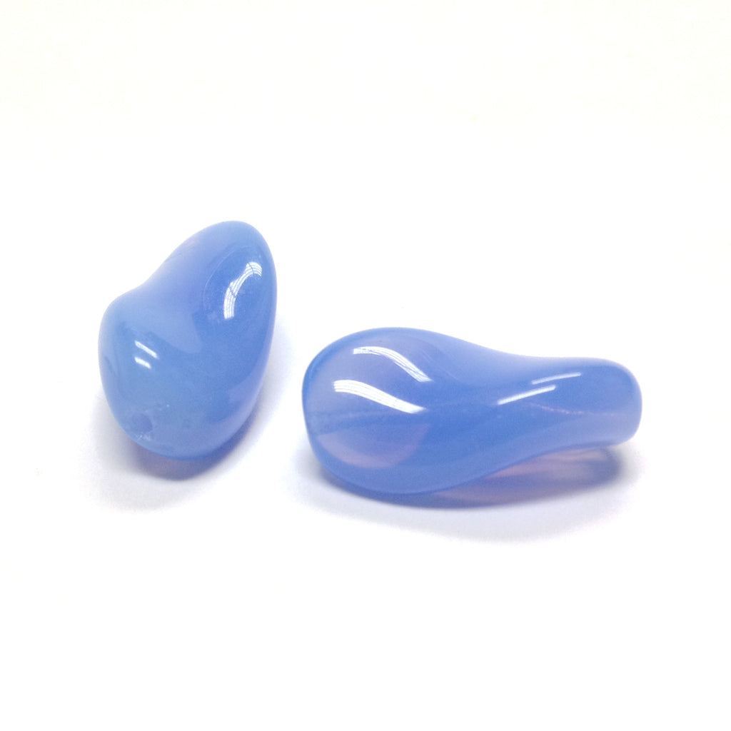 22X12MM Sapphire Opal Glass Long Twist Bead (24 pieces)