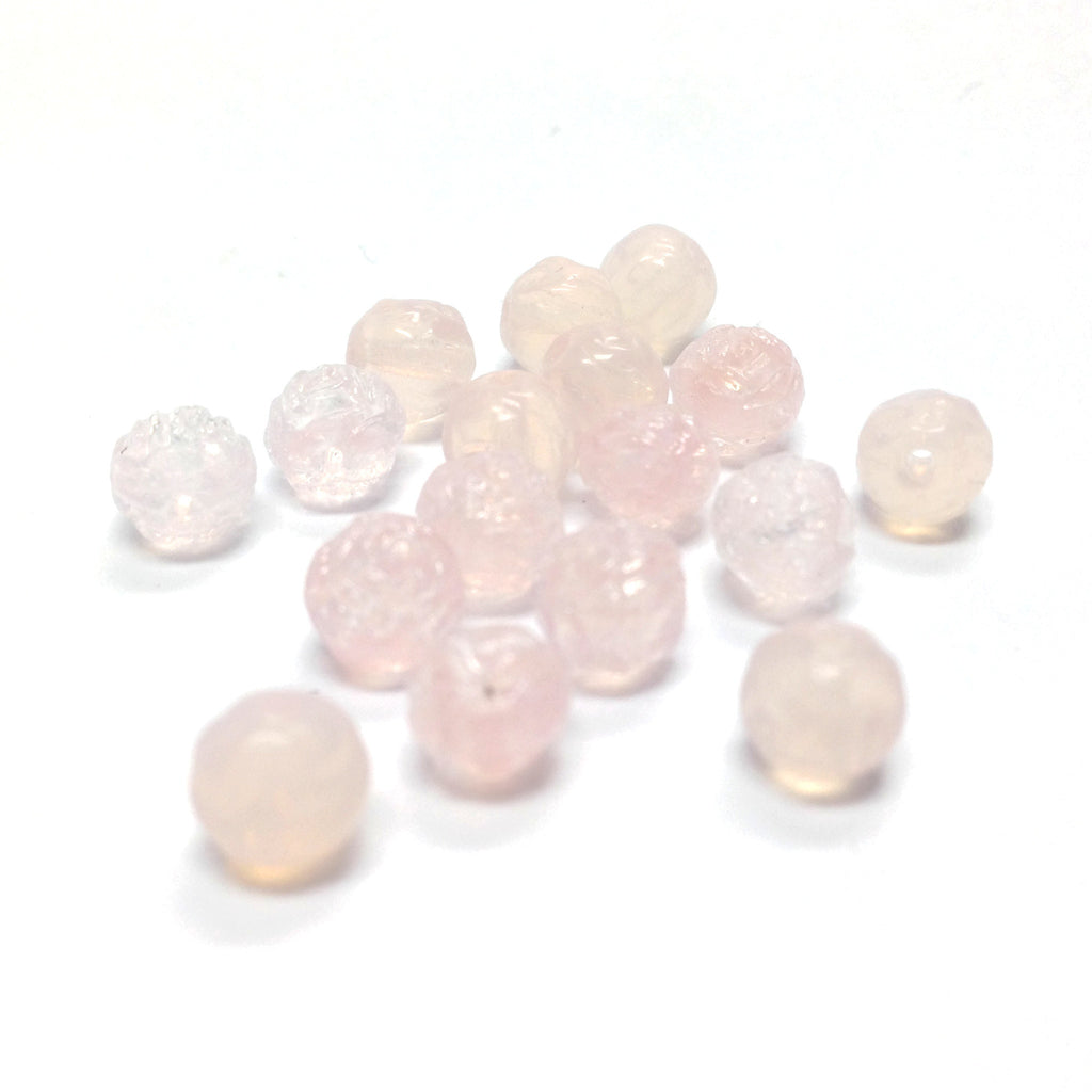 6MM Pink Quartz Glass Rosebud Bead (144 pieces)