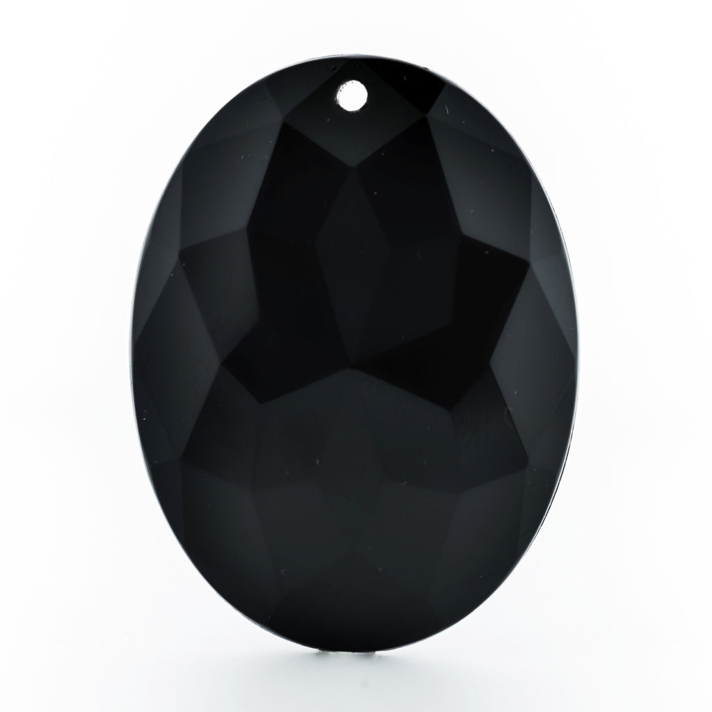 40X30MM Black Faceted Oval Drop (12 pieces)