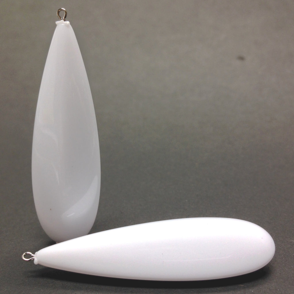 48X14MM White Drop With Loop (12 pieces)