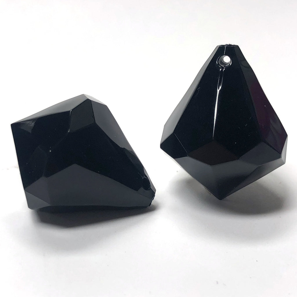 38X31MM Black Faceted Acrylic Drop (6 pieces)
