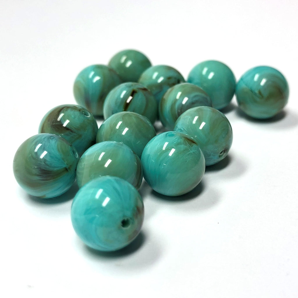 12MM Turquoise Matrix Color Round Acrylic Bead (144 pieces)