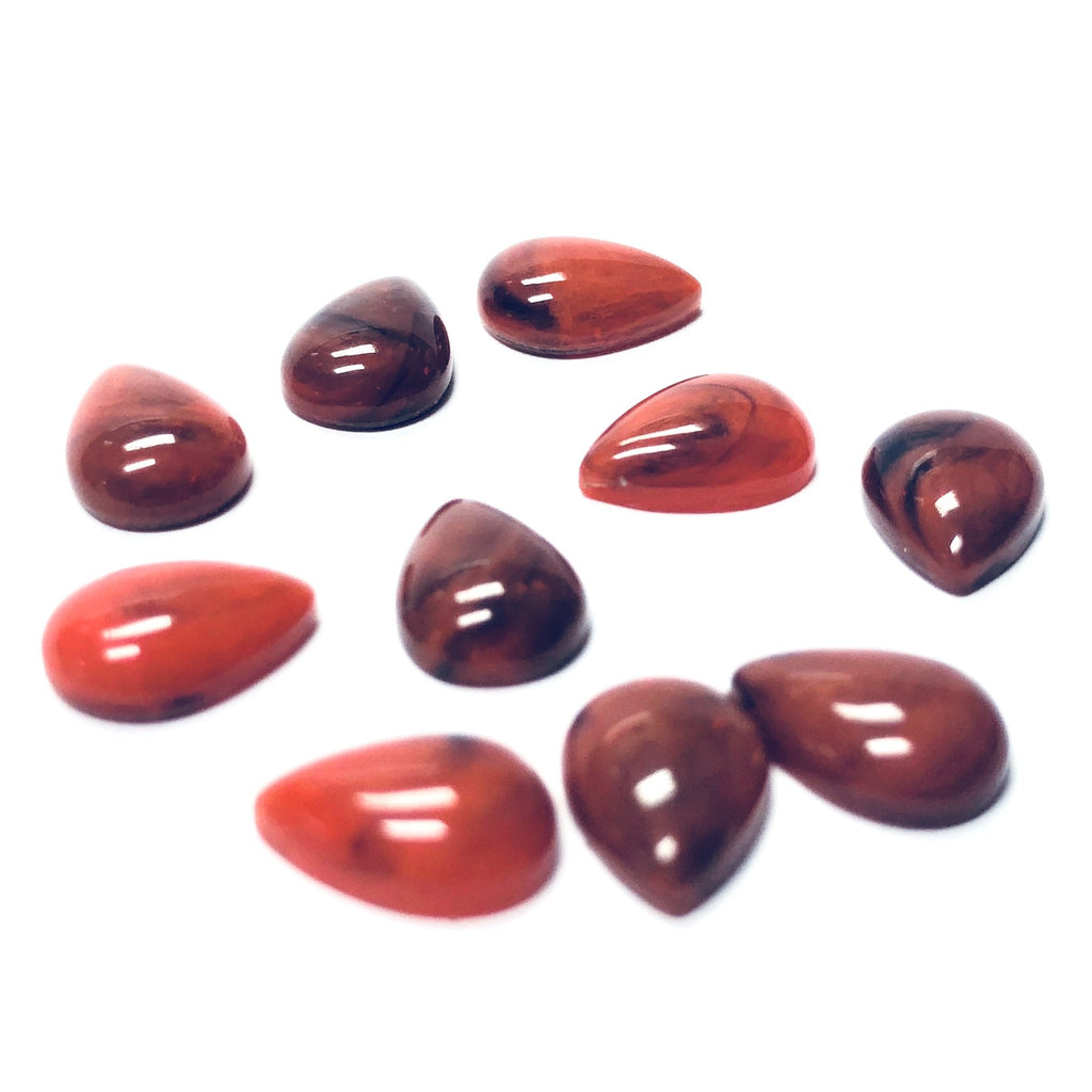 8X5MM Coral Matrix Color Pear Acrylic Cab (600 pieces)