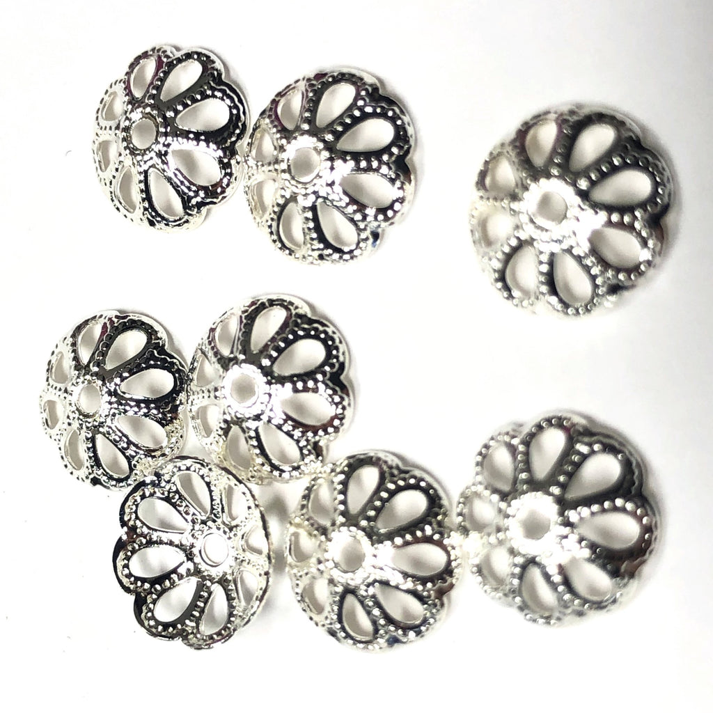 8MM Silver Plated Filigree Cap (250 pieces)