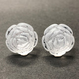 26MM Crystal Mat Foiled Flower Acrylic Cab (12 pieces)