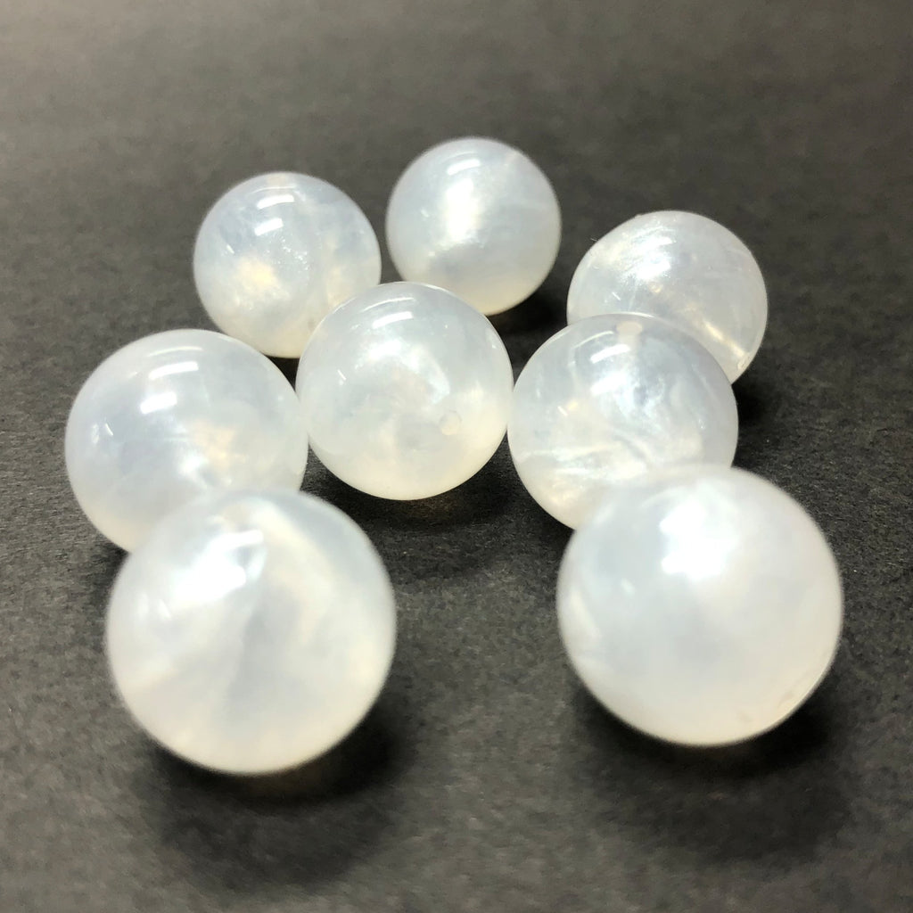 14MM White "Frost" Acrylic Beads (72 pieces)