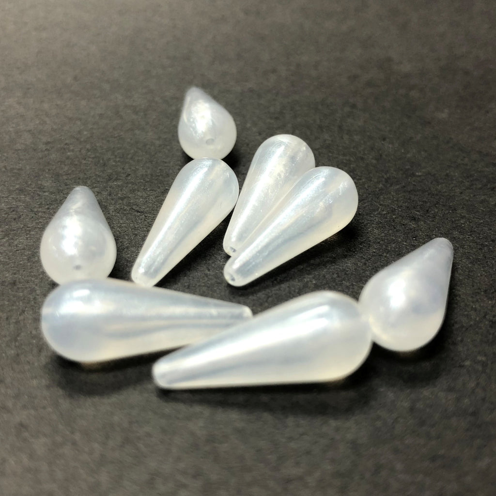 20X8MM White "Frost" Pear Acrylic Bead (72 pieces)