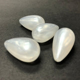 26X14MM White "Frost" Pear Acrylic Bead (24 pieces)