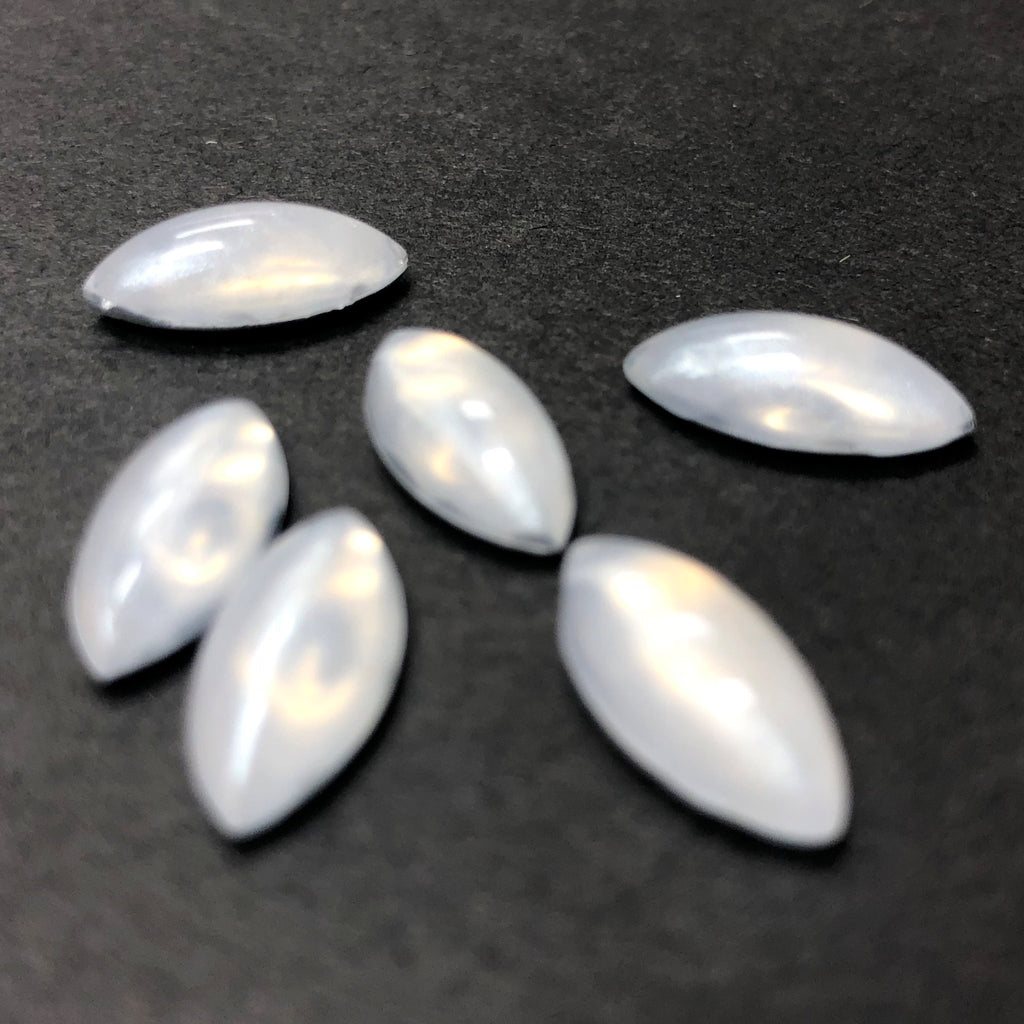 15X7MM White "Frost" Navette Acrylic Cab (12 pieces)