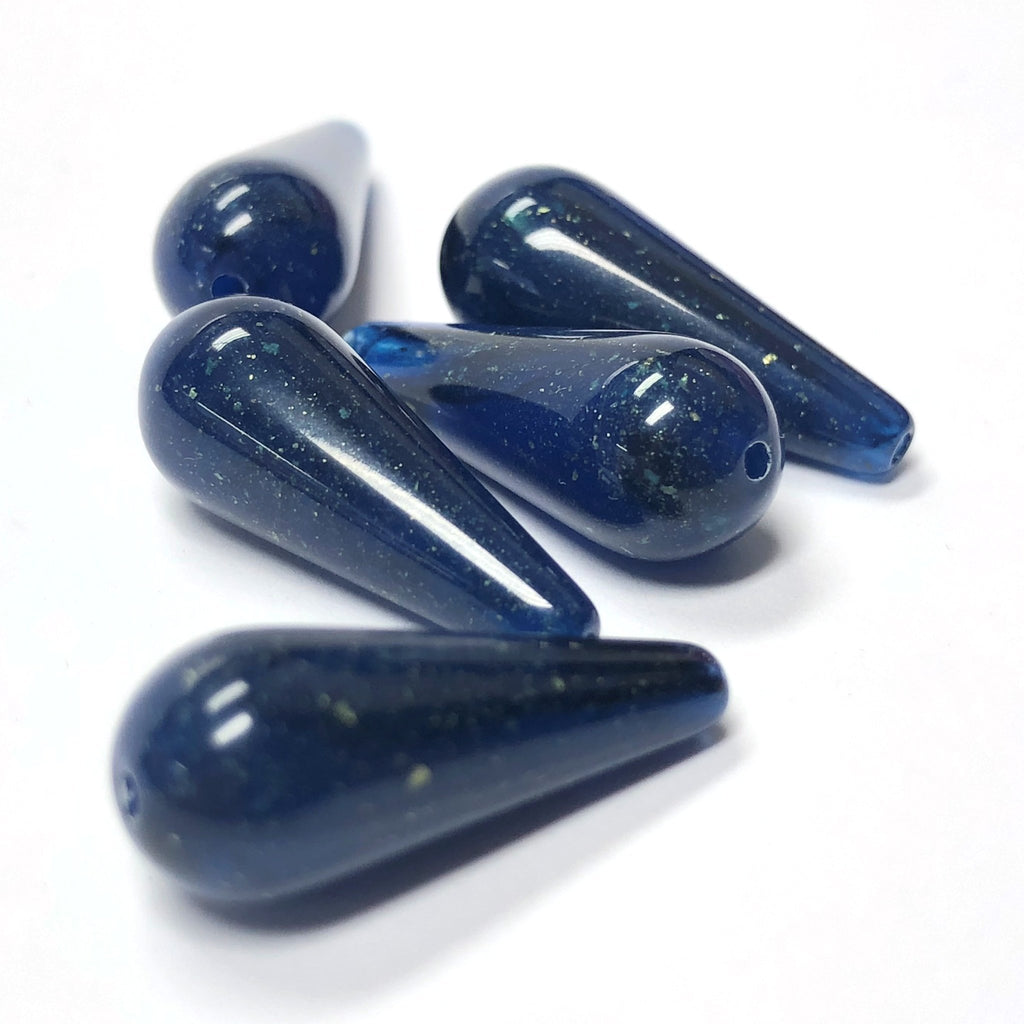 30X12MM Lapis Pear Acrylic Bead With Gold Fleck (36 pieces)