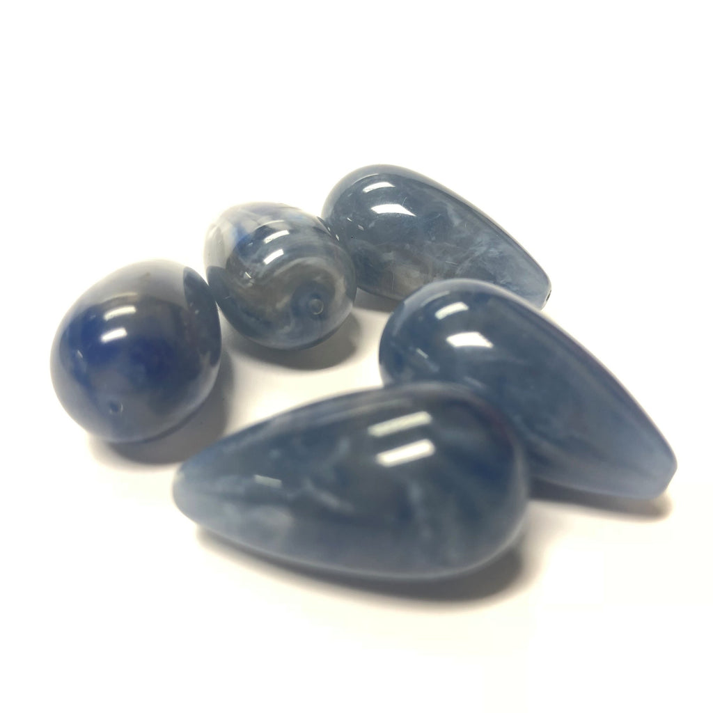 14X8MM Blue "Agate" Pear Acrylic Bead (72 pieces)