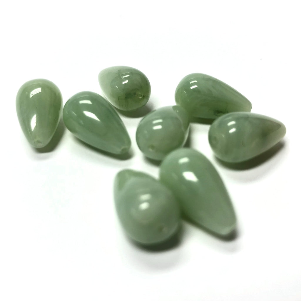 14X8MM Green "Agate" Pear Acrylic Bead (72 pieces)