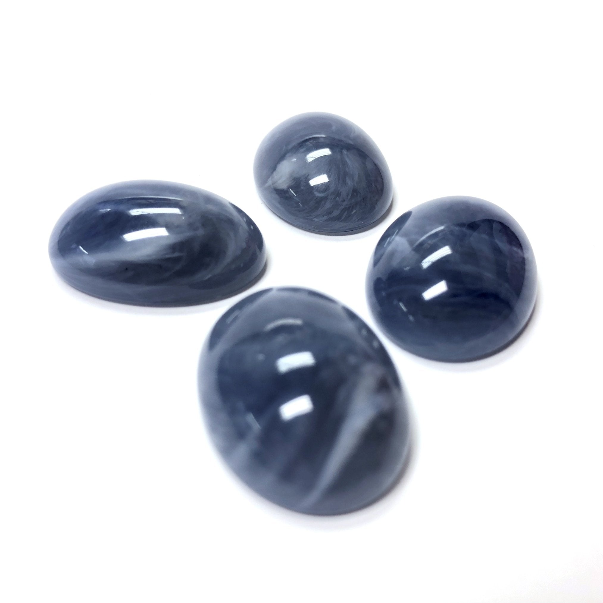 25X18MM Blue "Agate" Oval Acrylic Cab (24 pieces)