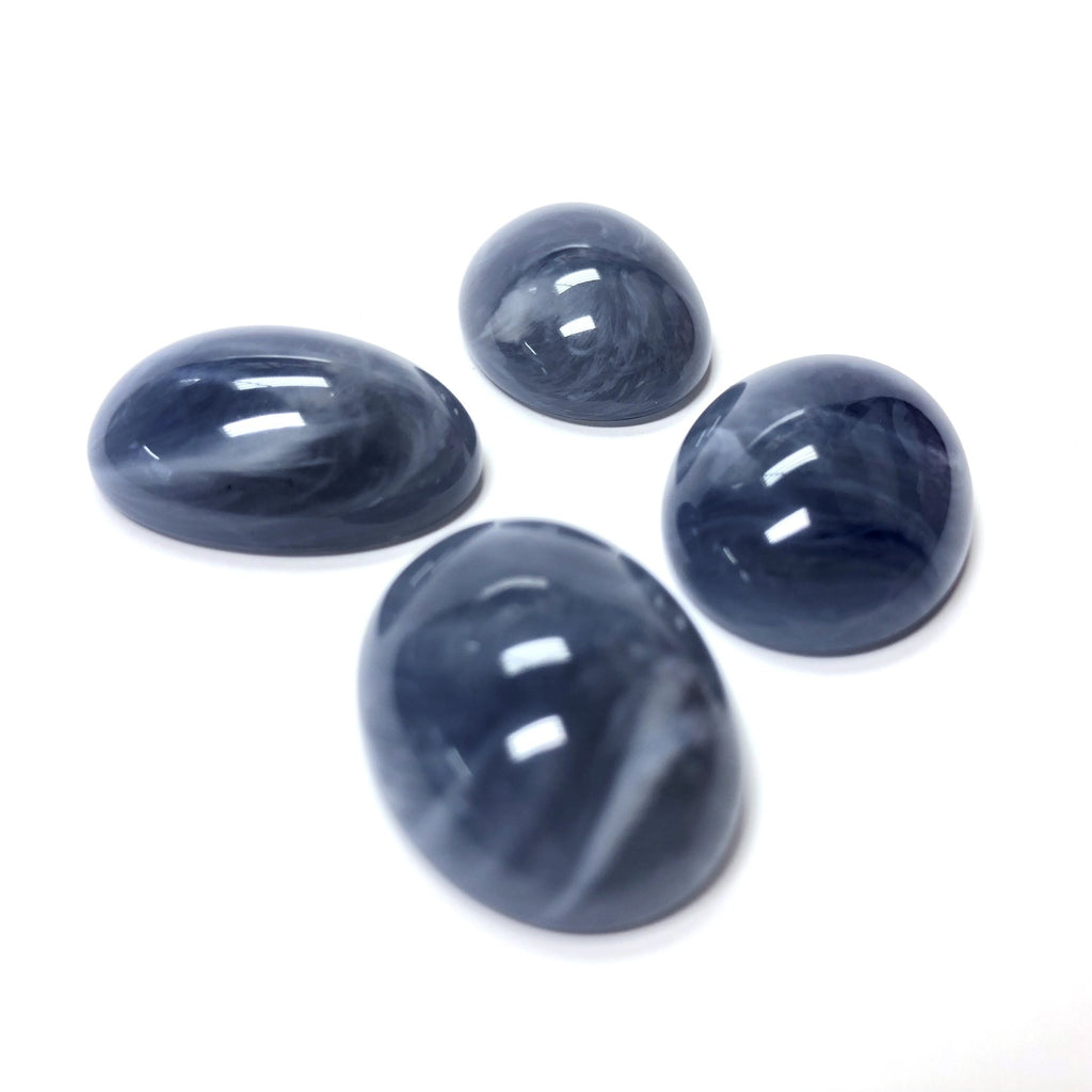 6X4MM Blue "Agate" Oval Acrylic Cab (144 pieces)