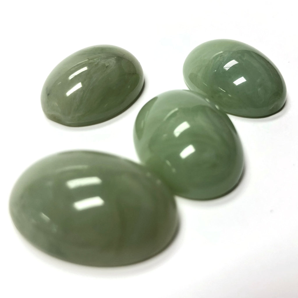 6X4MM Green "Agate" Oval Acrylic Cab (144 pieces)