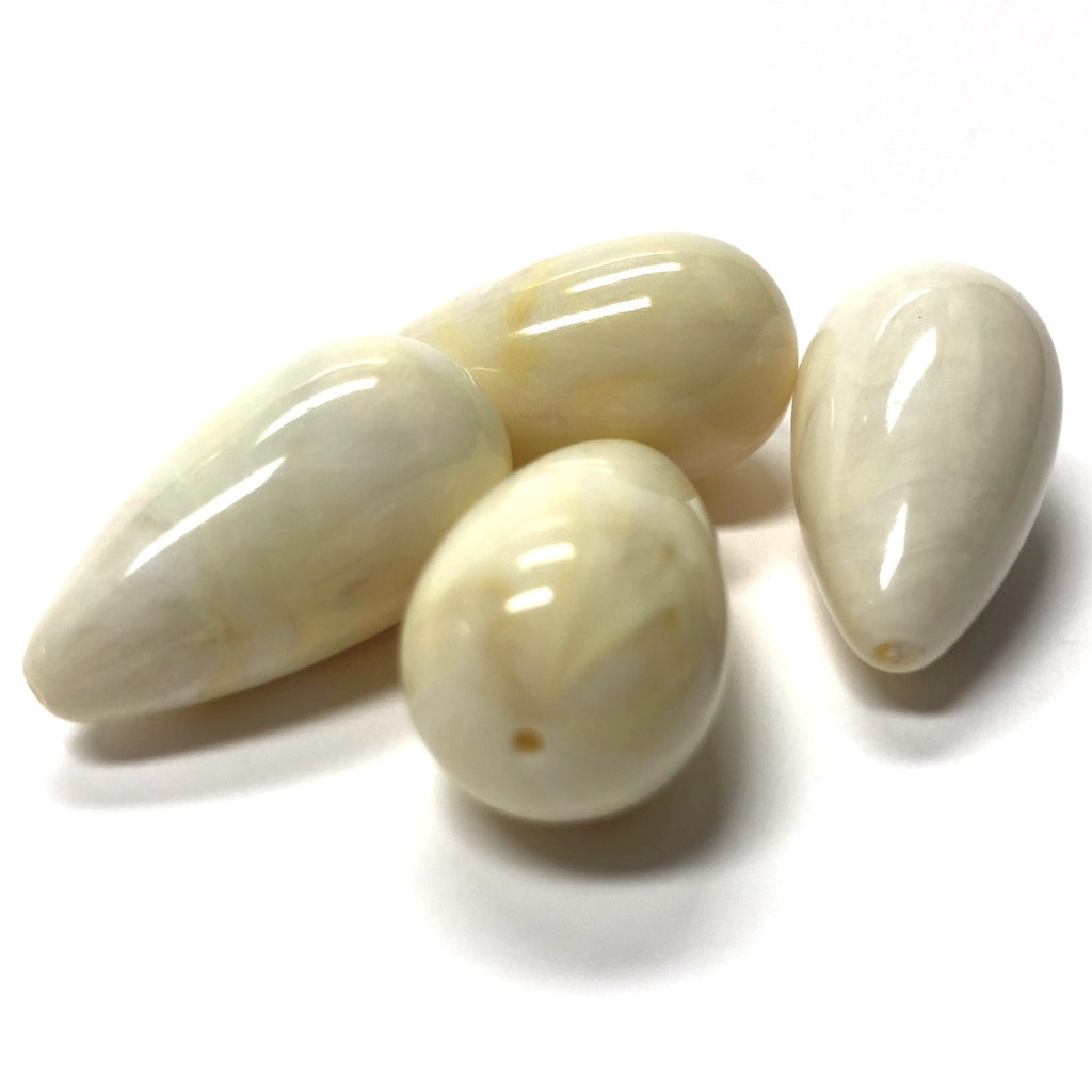 6X9MM "Ivorine" Pear Acrylic Beads (72 pieces)