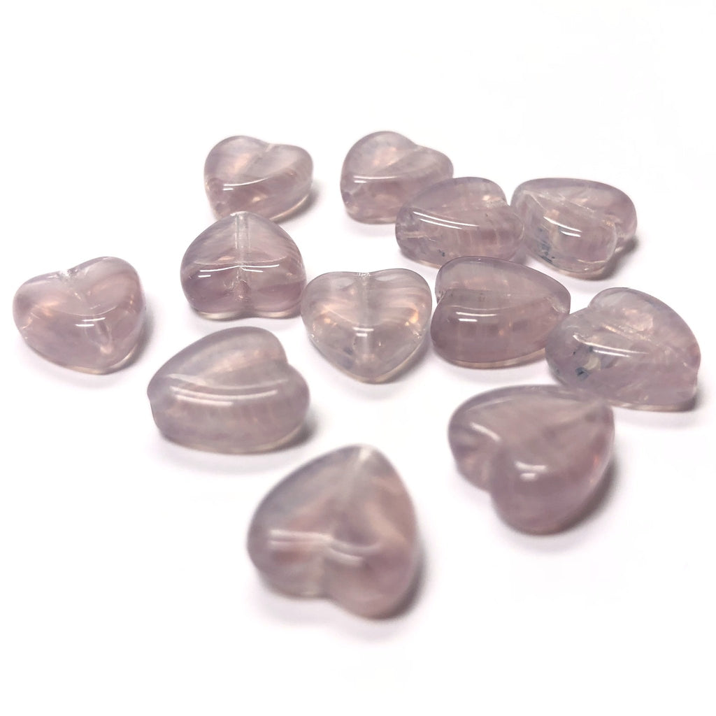 12MM Lt.Amy Quartz Glass Heart Bead (36 pieces)