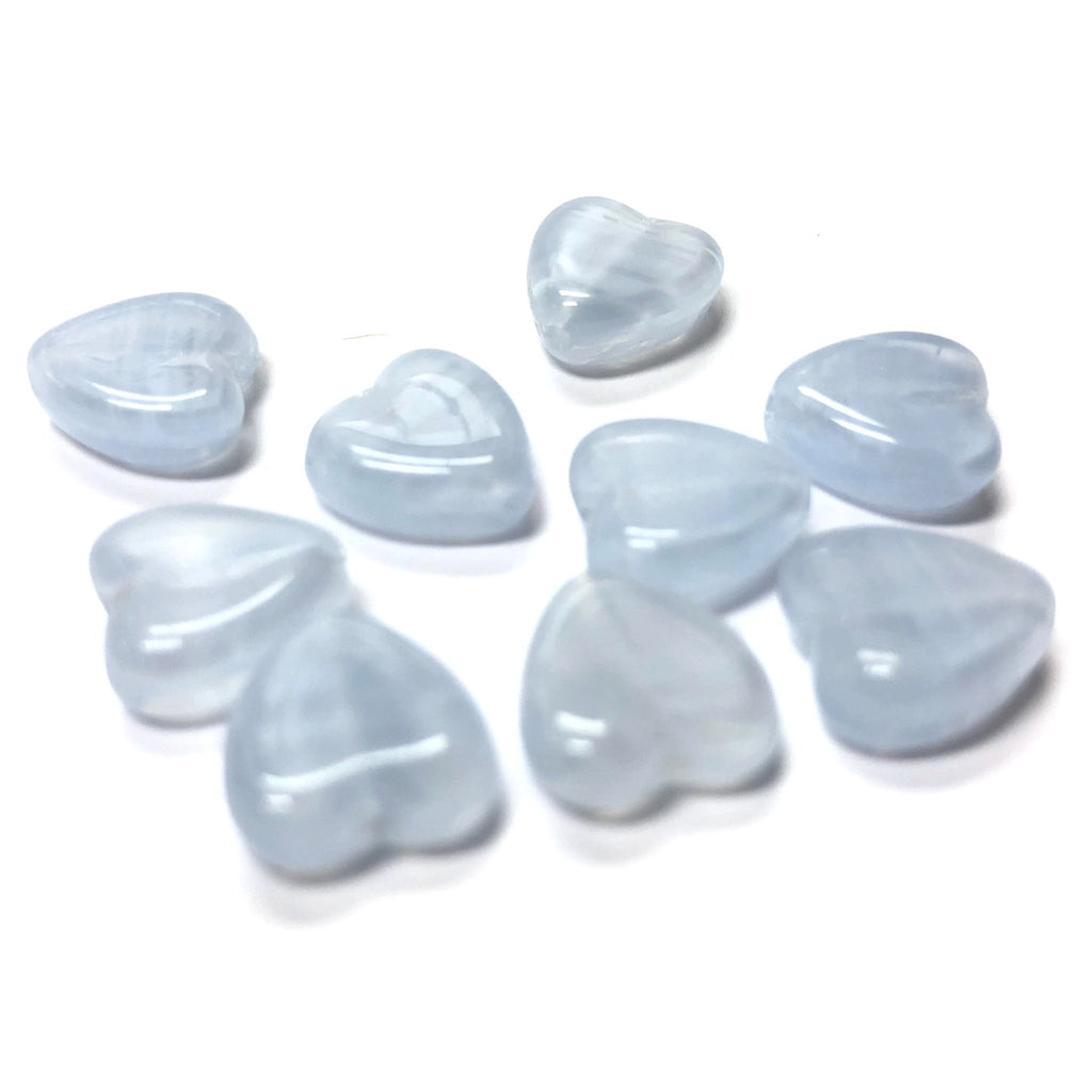 8MM Lt.Blue Quartz Glass Heart Bead (72 pieces)