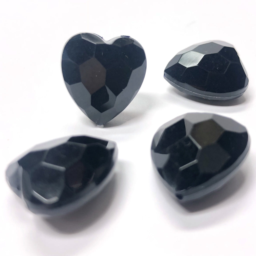 9MM Black Faceted Heart Acrylic Bead (144 pieces)