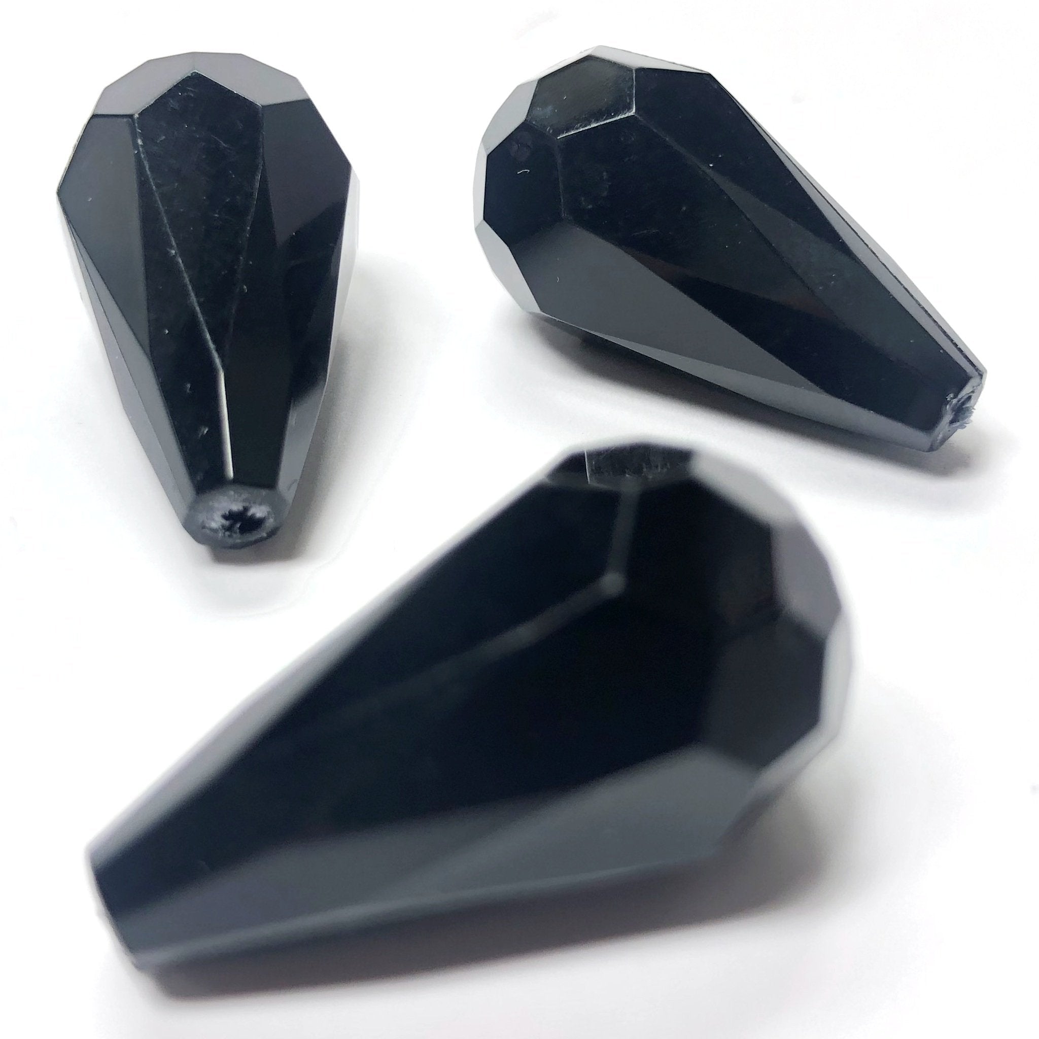 10X18MM Black Faceted Pear Acrylic Bead (36 pieces)