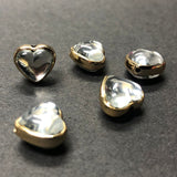12MM Crystal Acrylic Foil-Gold Rim Heart Bead (24 pieces)