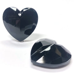 27MM Black Acrylic Faceted Heart Drop (12 pieces)