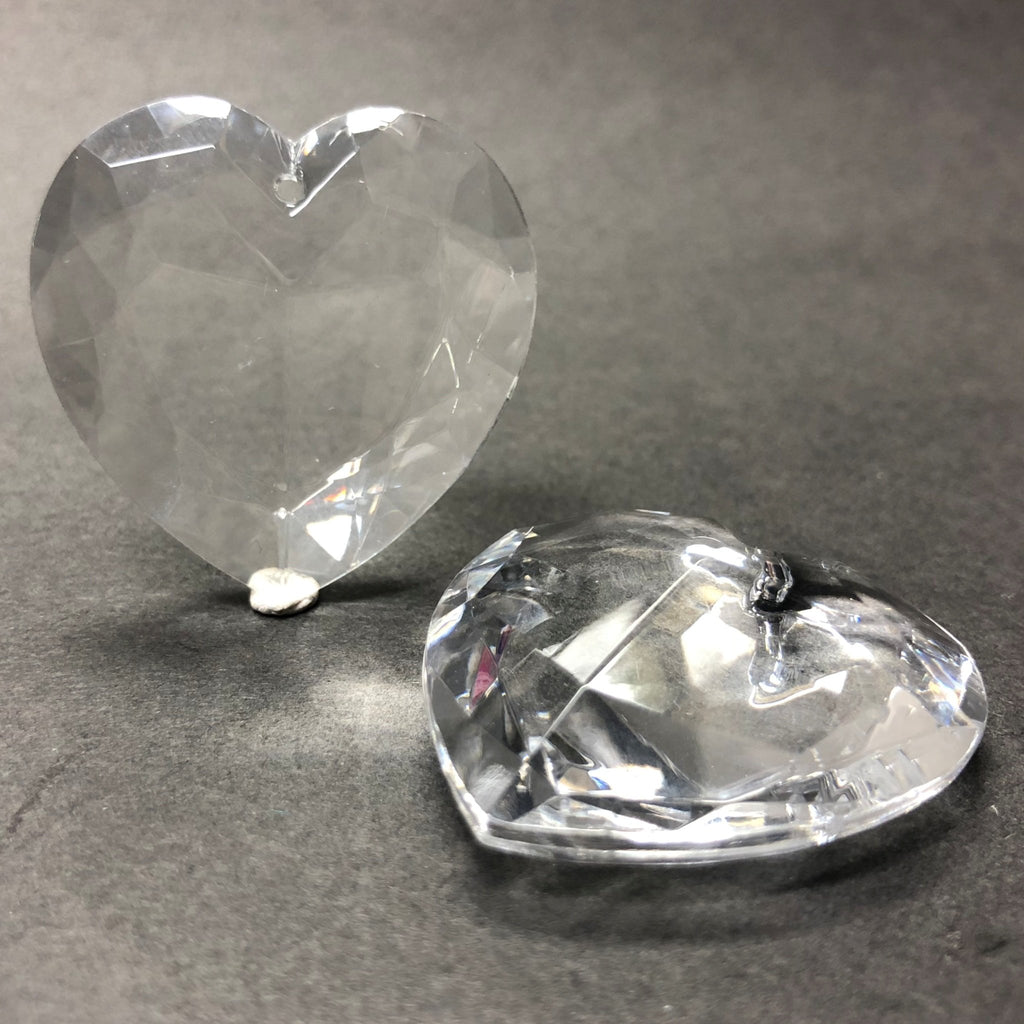 35MM Crystal Acrylic Faceted Heart Drop (6 pieces)
