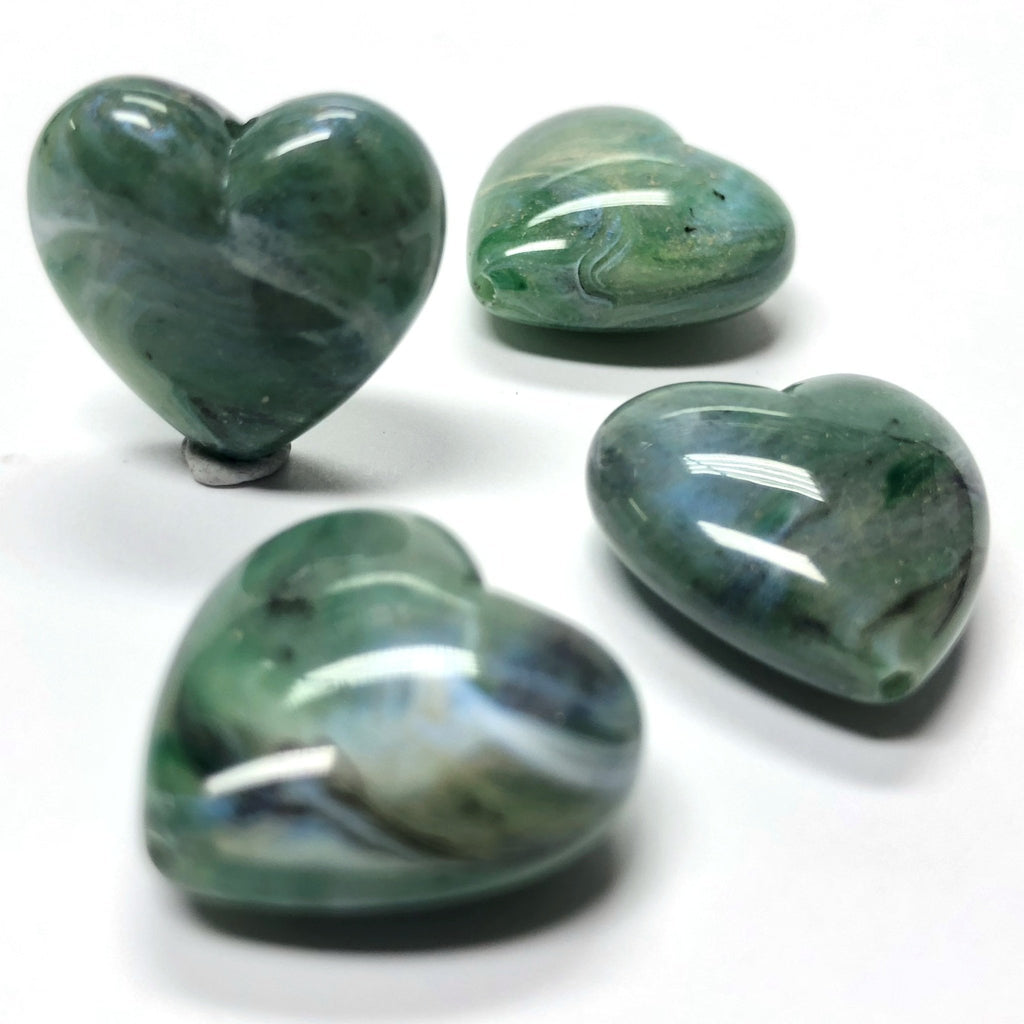 18MM Green "Shell" Heart Acrylic Bead (36 pieces)