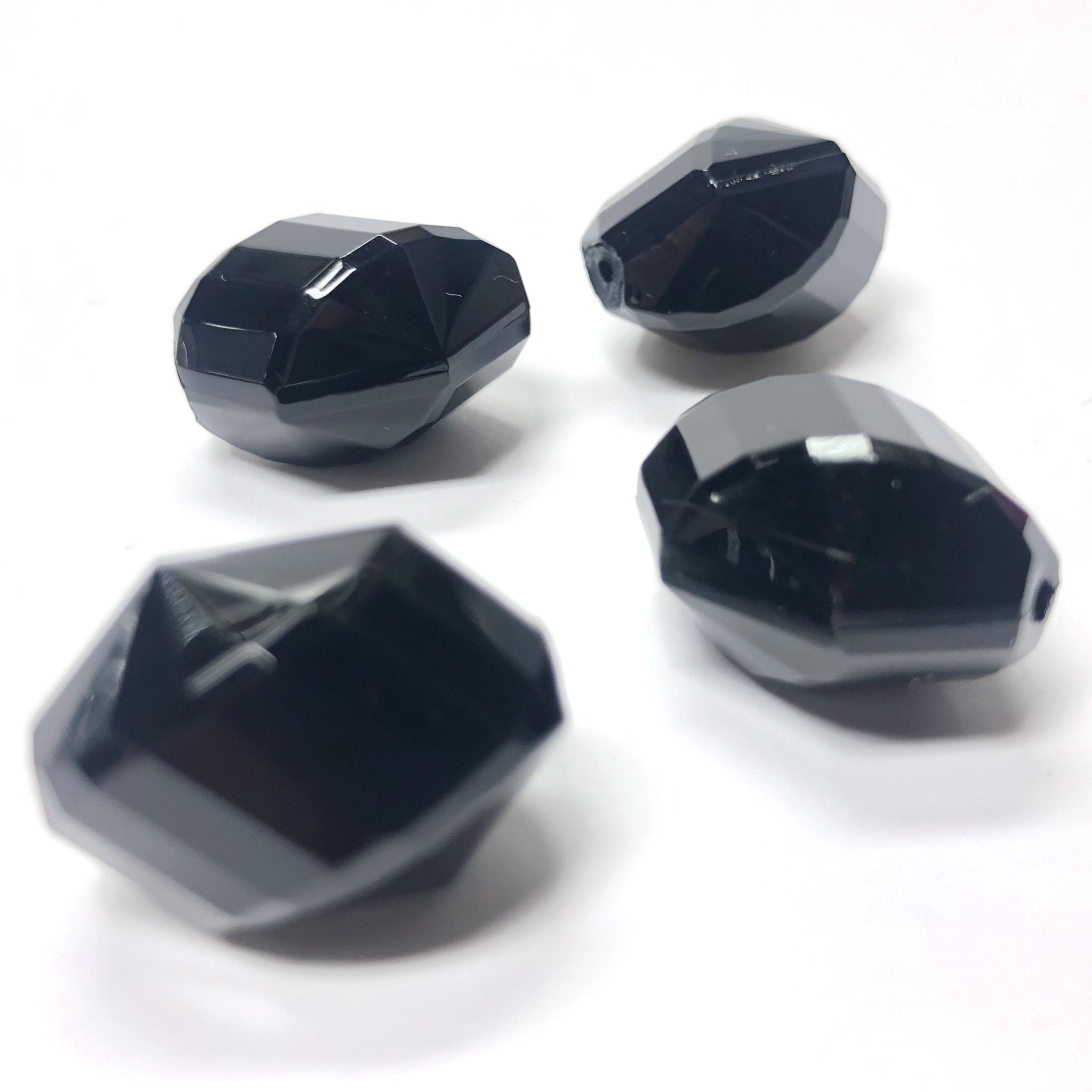 18X14MM Black Faceted Oval Acrylic Bead (36 pieces)