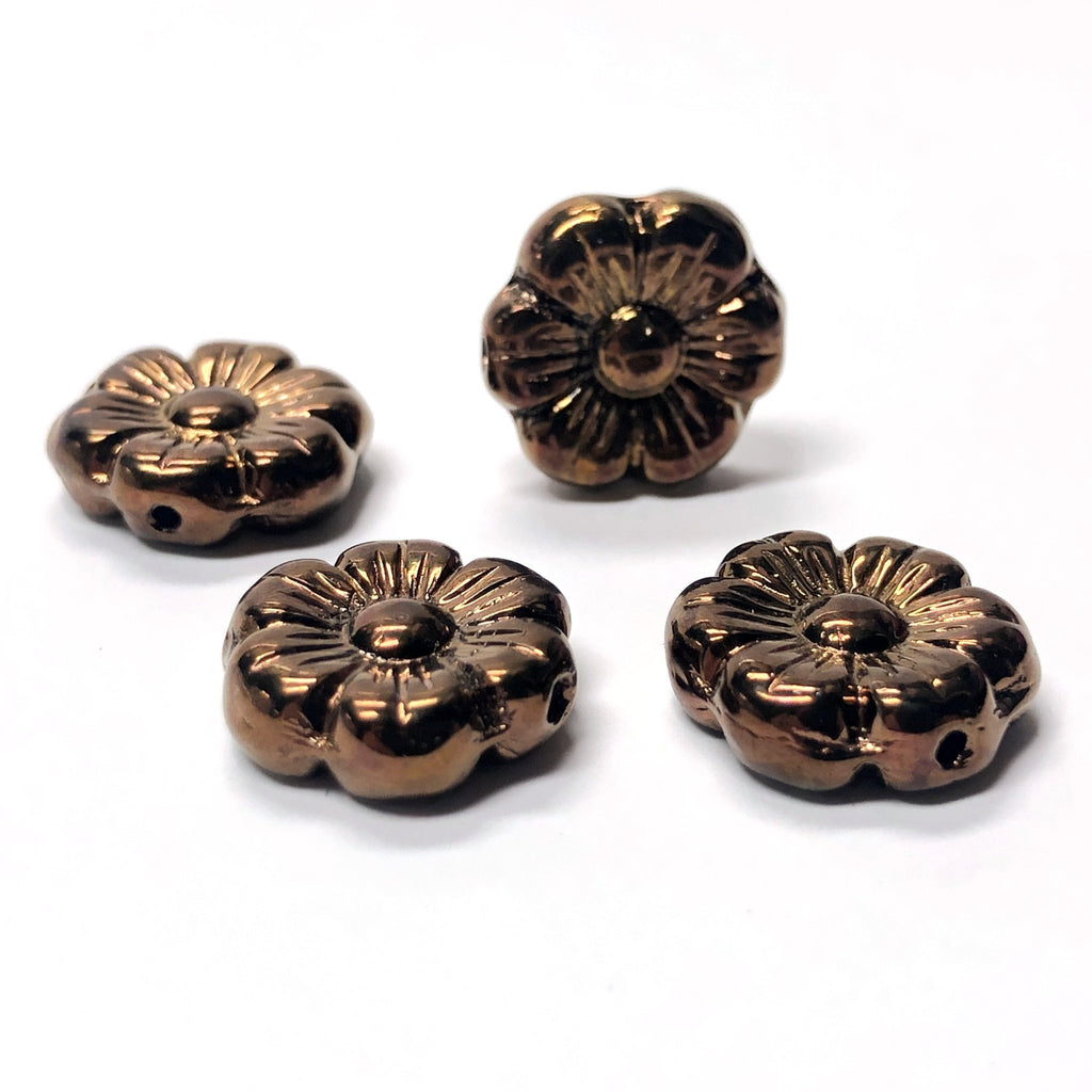 8MM Bronze Glass Flower Bead (144 pieces)