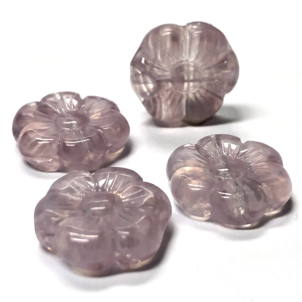 14MM Lt.Amy Quartz Glass Flower Bead (36 pieces)