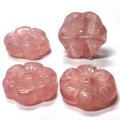 14MM Lt.Pink Quartz Glass Flower Bead (36 pieces)