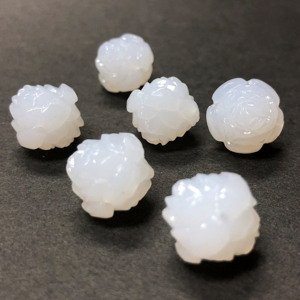 14MM White Opal Rose Flower Acrylic Bead (36 pieces)