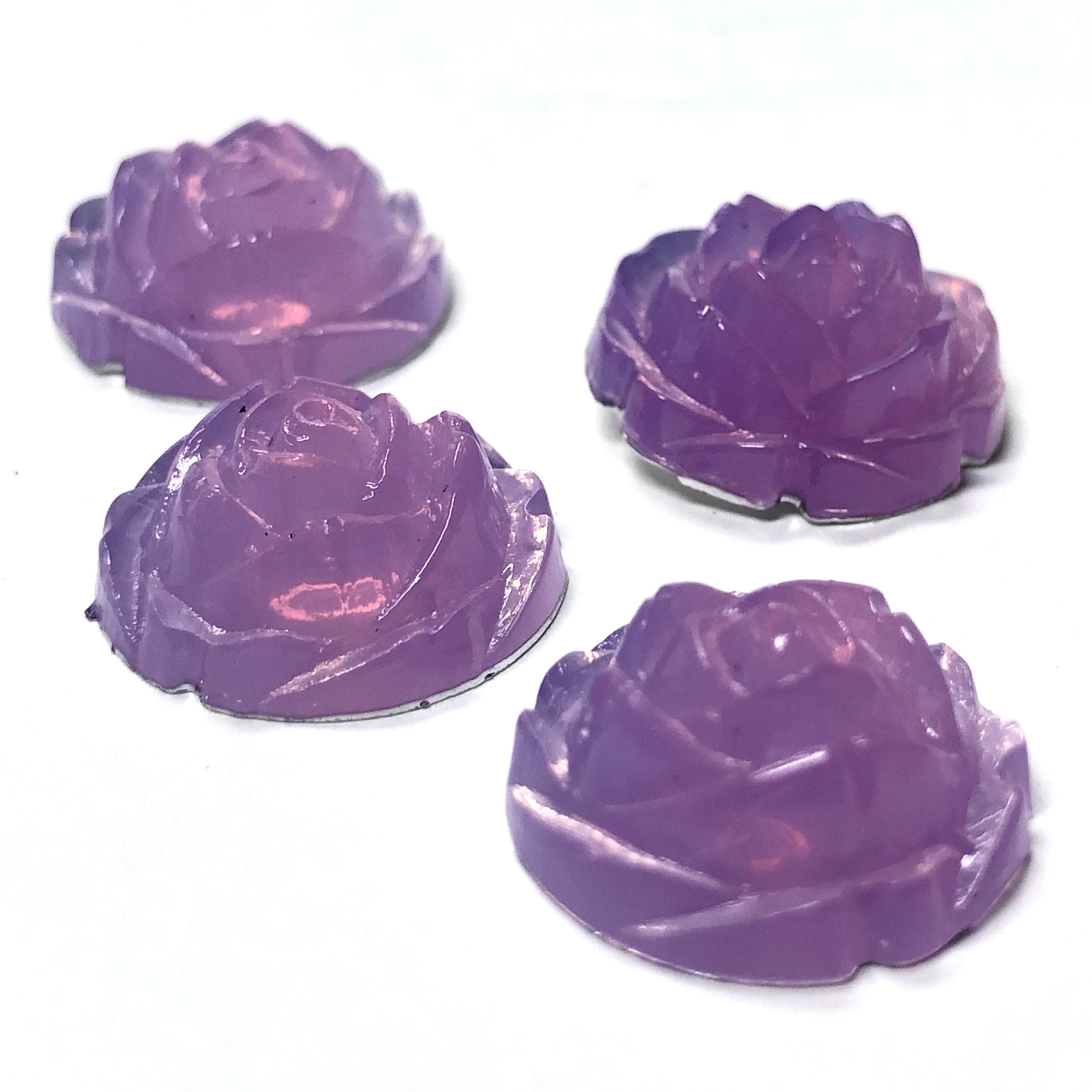 9MM Lilac Opal Rose Flower Acrylic Cab Foiled (12 pieces)