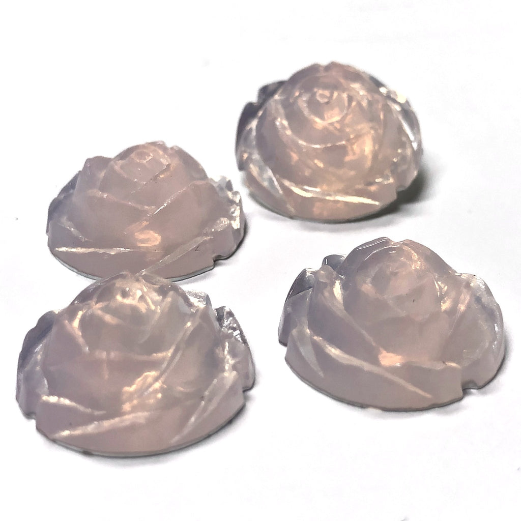 15MM Pink Opal Rose Flower Acrylic Cab Foiled (12 pieces)
