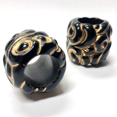 27MM Black-Gold Fancy Large Hole Acrylic Bead (12 pieces)
