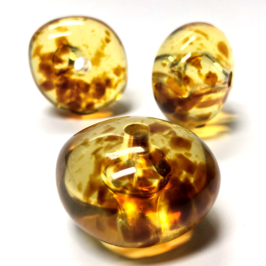 24X16MM "Amber" Baroque Rondel Acrylic Beads (24 pieces)