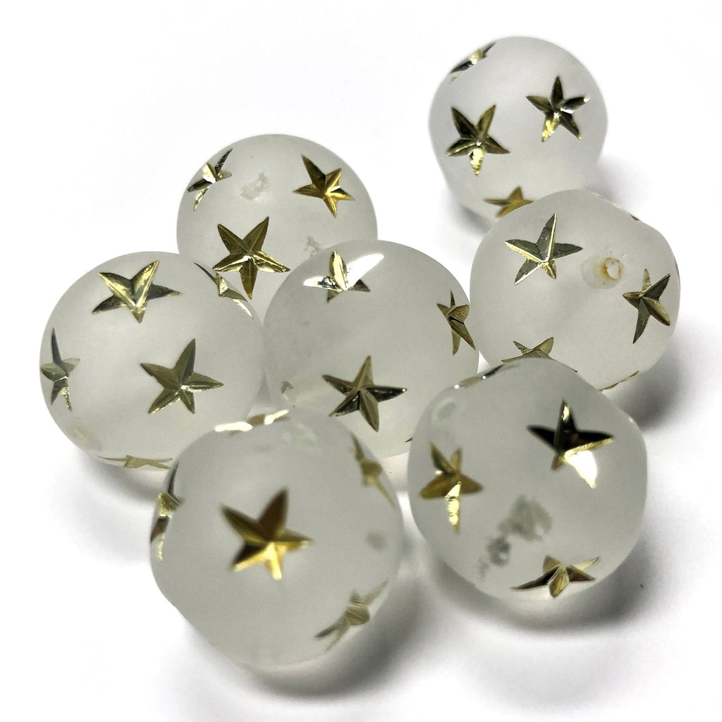 8MM Crystal Mat-Gold Star Acrylic Bead (36 pieces)